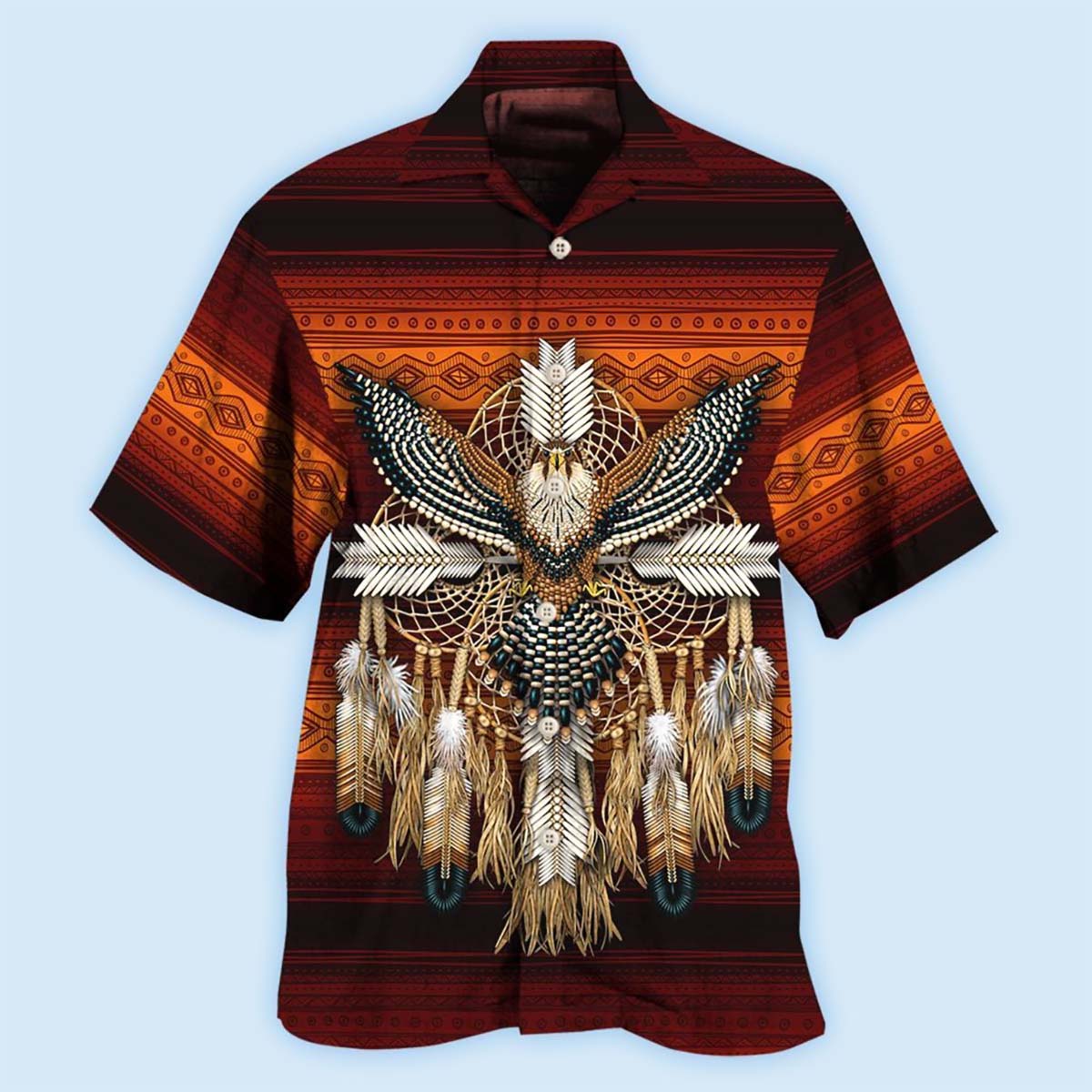 Bohemian Eagle Peace Hawaiian Shirt Artwork View For Weekend Travel And Beach Style