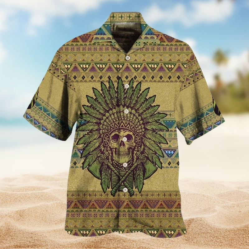 Southwestern Geometric Peace Hawaiian Shirt For Outdoor Event, Family Vacation, And Summer Party Style