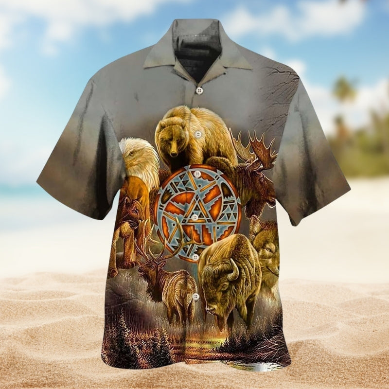 Southwestern Geometric Peace Hawaiian Shirt For Tropical Retreat And Vacation Style