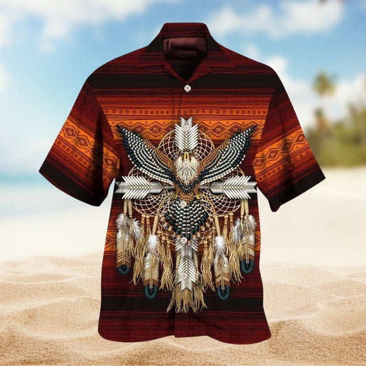 Southwestern Geometric Peace Hawaiian Shirt For Outdoor Event, Warm Weather Outing, And Everyday Comfort