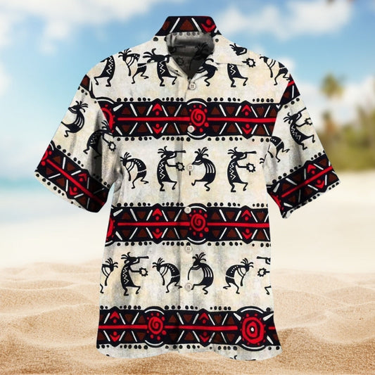 Southwestern Geometric Peace Hawaiian Shirt For Resort Holiday, Family Vacation, And Summer Party Style