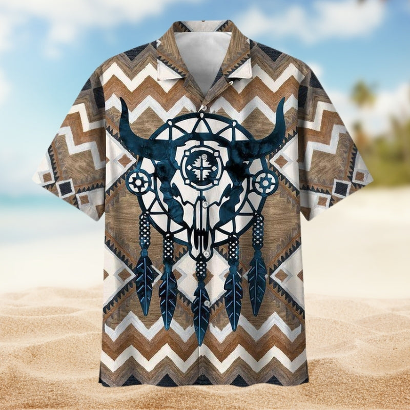Southwestern Geometric Peace Hawaiian Shirt For Island Getaway And Coastal Casual Wear