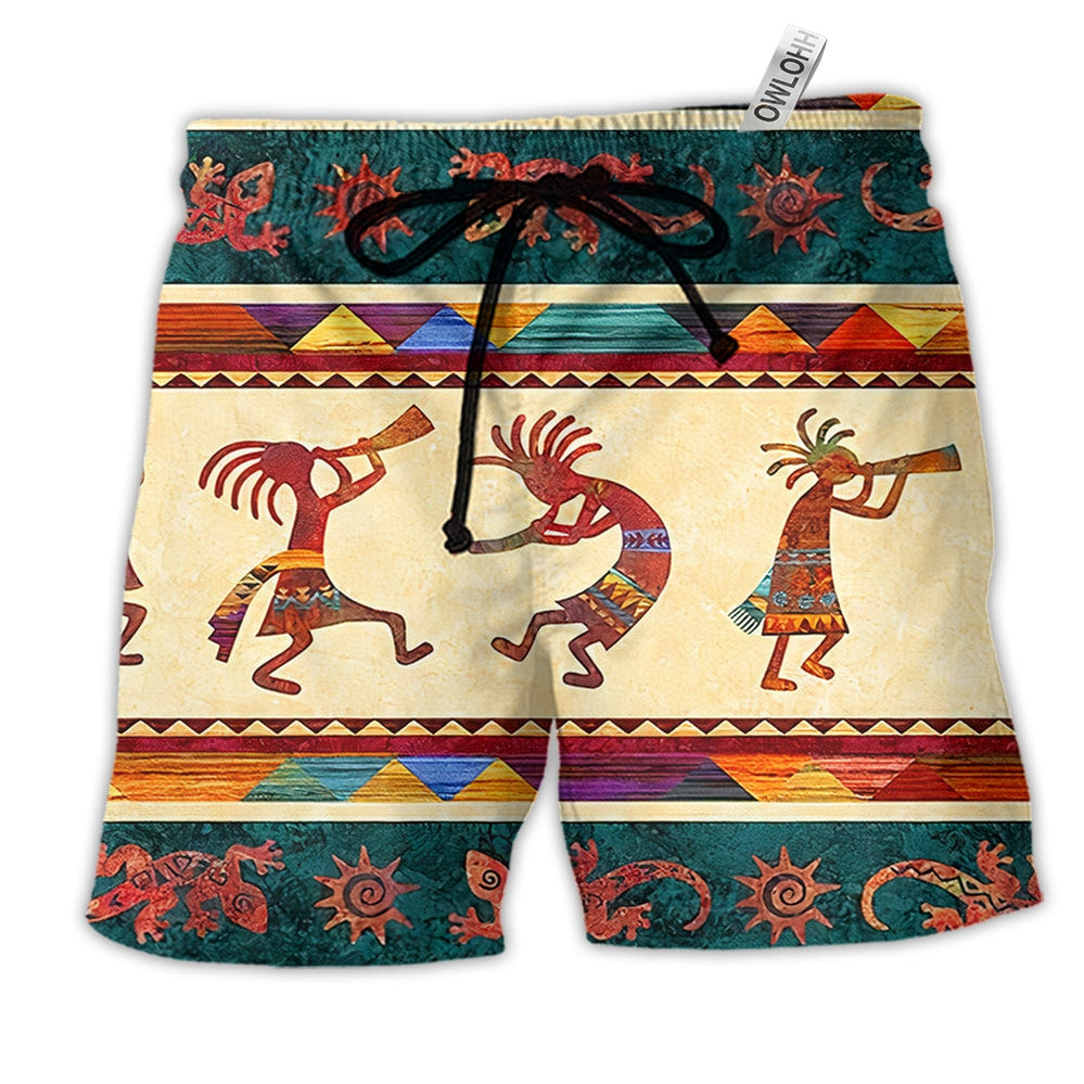 Native Style Love Peace Vintage Hawaiian Print Beach Shorts For Vacation Travel And Relaxed Outdoor Comfort