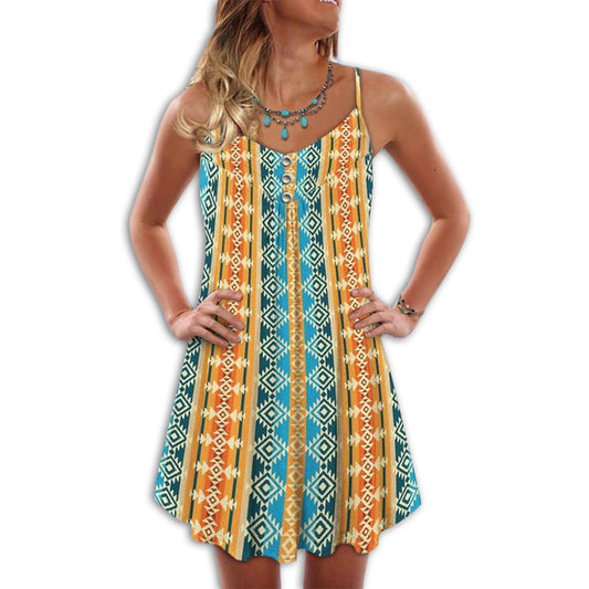 Native Fresh V-Neck Sleeveless Cami Dress For Parties And Relaxed Everyday Styling