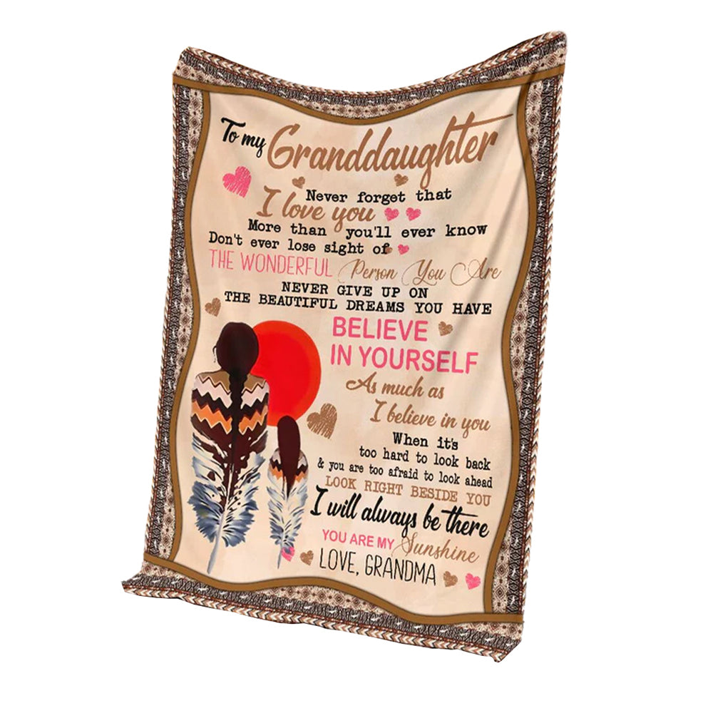 Native To My Granddaughter Native American Flannel Blanket For Cozy Bedroom Sofa Decor