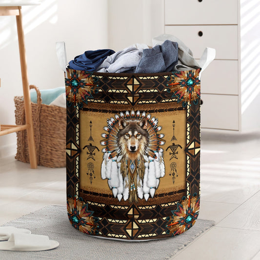 Native Strong Wolf Thinking Laundry Basket For Bathroom Bedroom Storage
