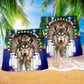 Southwestern Wolf Merry Christmas Winter Beach Shorts Pattern Detail For Casual Outings And Leisure And Relaxation