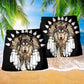 Black Colorful Heritage Wolf Beach Shorts Pattern Detail For Outdoor Activities And Leisure And Relaxation