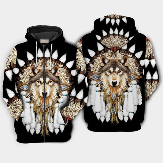 Native Wolf Feather Hoodie For Cultural Expression Daily Style And Comfortable Outfits
