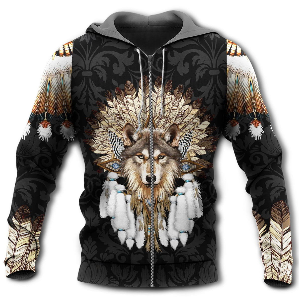Native Wolf Listen Wind Hoodie For Cultural Appreciation Events Casual Wear And Thoughtful Gifting