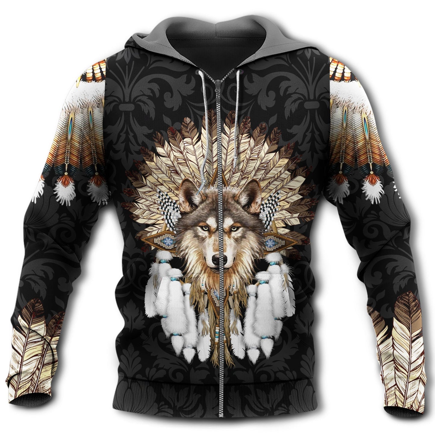 Native Wolf Listen Wind Hoodie For Cultural Appreciation Events Casual Wear And Thoughtful Gifting