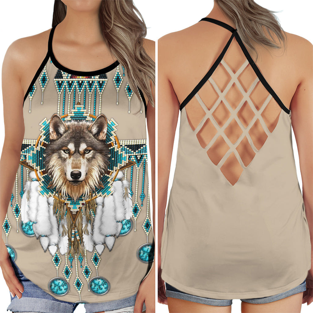 Wolf Dreamer Spiritual Nature Hollow Tank Top For Yoga Workouts And Festival Wear