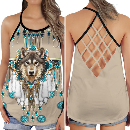 Wolf Dreamer Spiritual Nature Hollow Tank Top For Yoga Workouts And Festival Wear