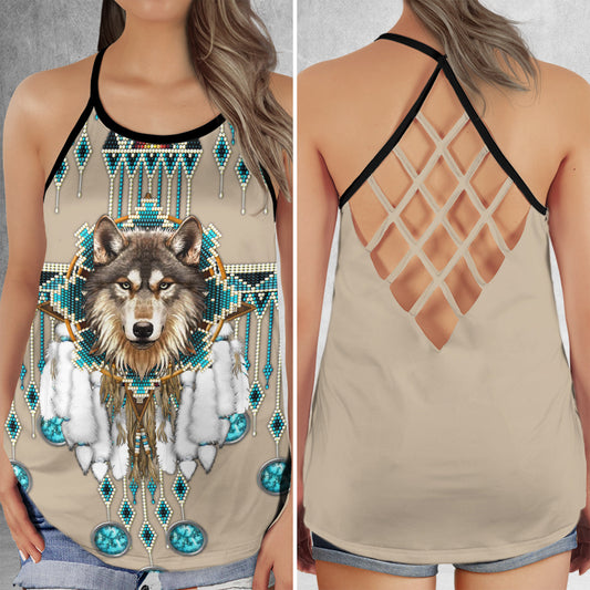 Wolf Dreamer Basic Nature Hollow Tank Top For Yoga Workouts And Casual Wear