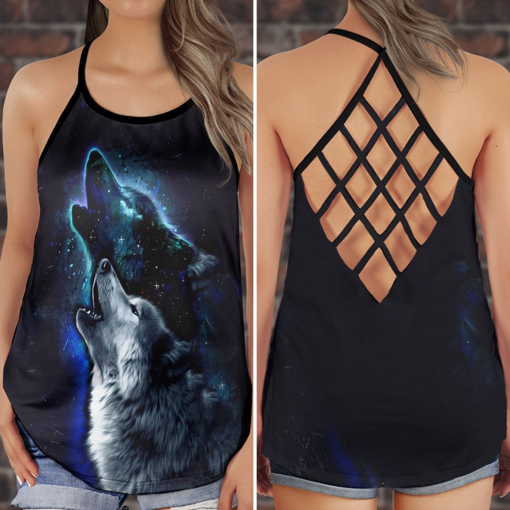 Wolf Moon Spiritual Nature Lover Hollow Tank Top For Yoga Workouts And Festival Wear