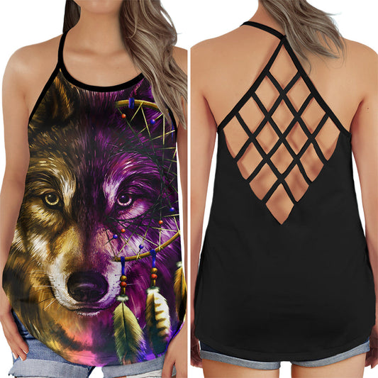 Wolf Purple Mysterious Hollow Tank Top For Yoga Workouts And Casual Wear