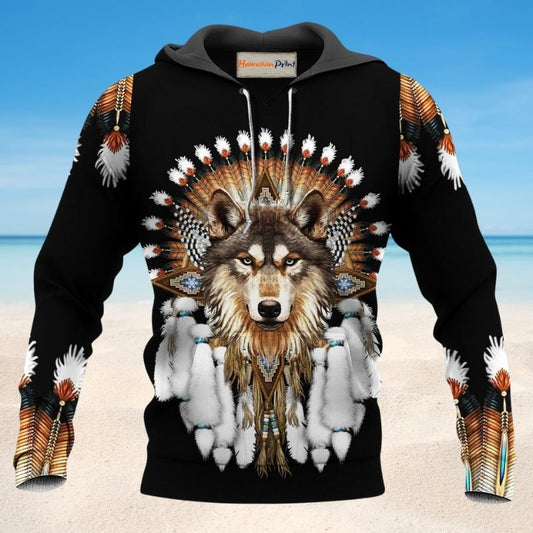 Native Wolf Strength Symbol Hoodie For Cultural Themes Casual Travel And Meaningful Gift Giving