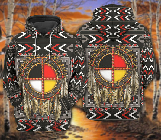 Native Medicine Wheel Dreamcatcher Hoodie For Heritage Artwork Enthusiasts Weekend Trips And Gifting