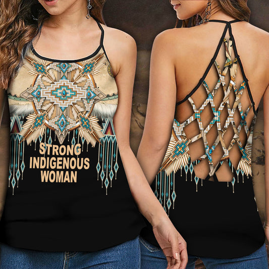 Strong Woman Peace Empowerment Hollow Tank Top For Yoga Workouts And Festival Wear