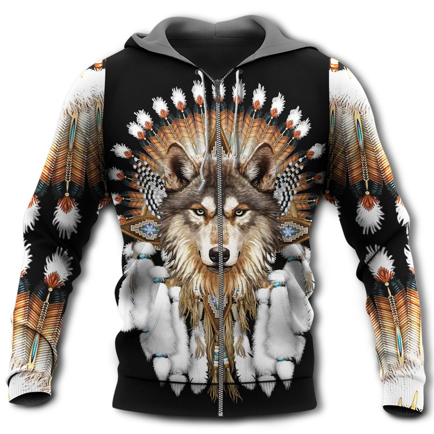 Native Culture Wolf Artistic Hoodie For Traditional Artwork Lovers Travel And Relaxed Daily Outfits