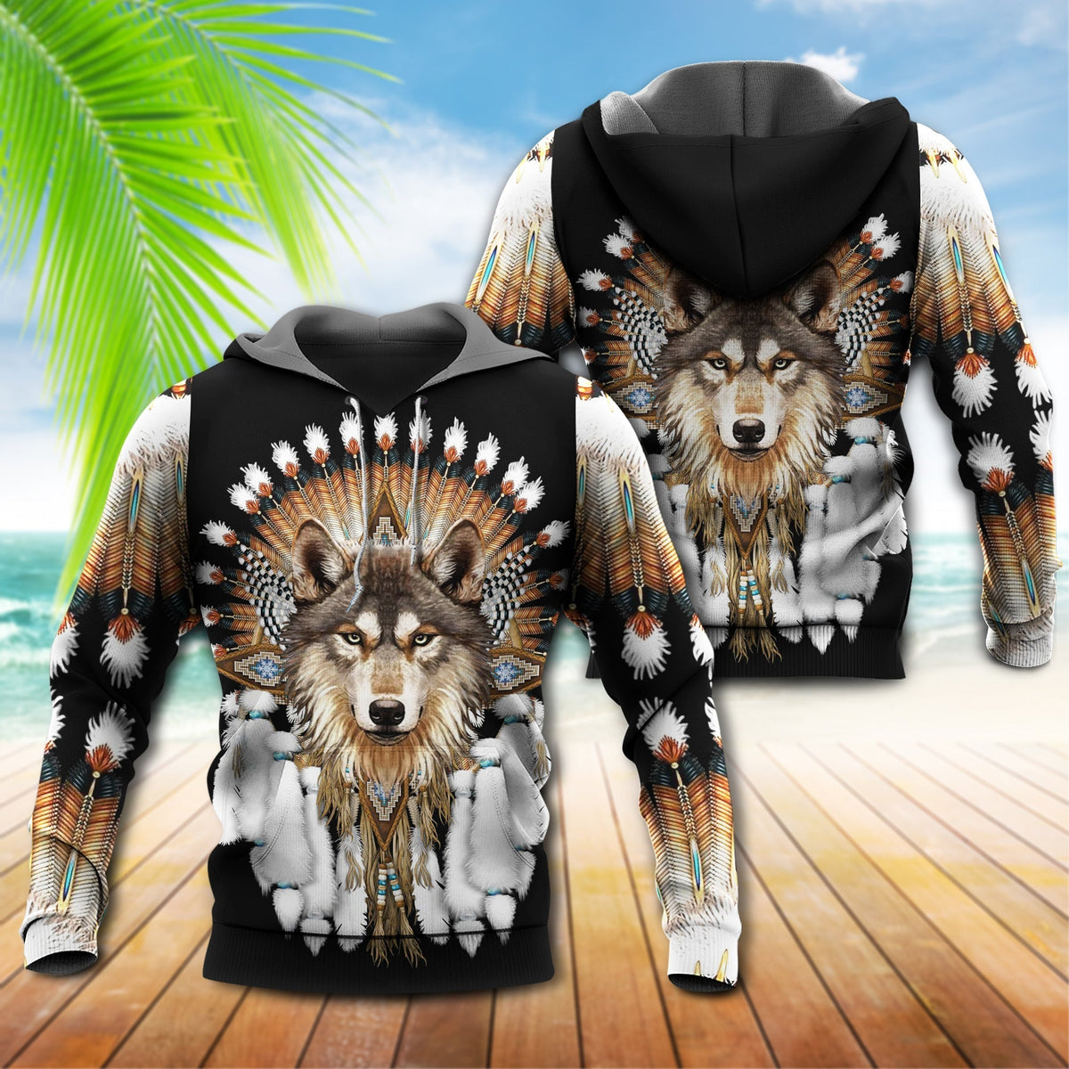Native Culture Wolf Artistic Hoodie For Traditional Artwork Lovers Travel And Relaxed Daily Outfits