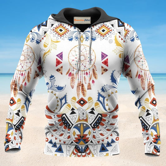 Native White Dreamcatcher Simple Hoodie For Heritage Events Weekend Outings And Comfortable Streetwear
