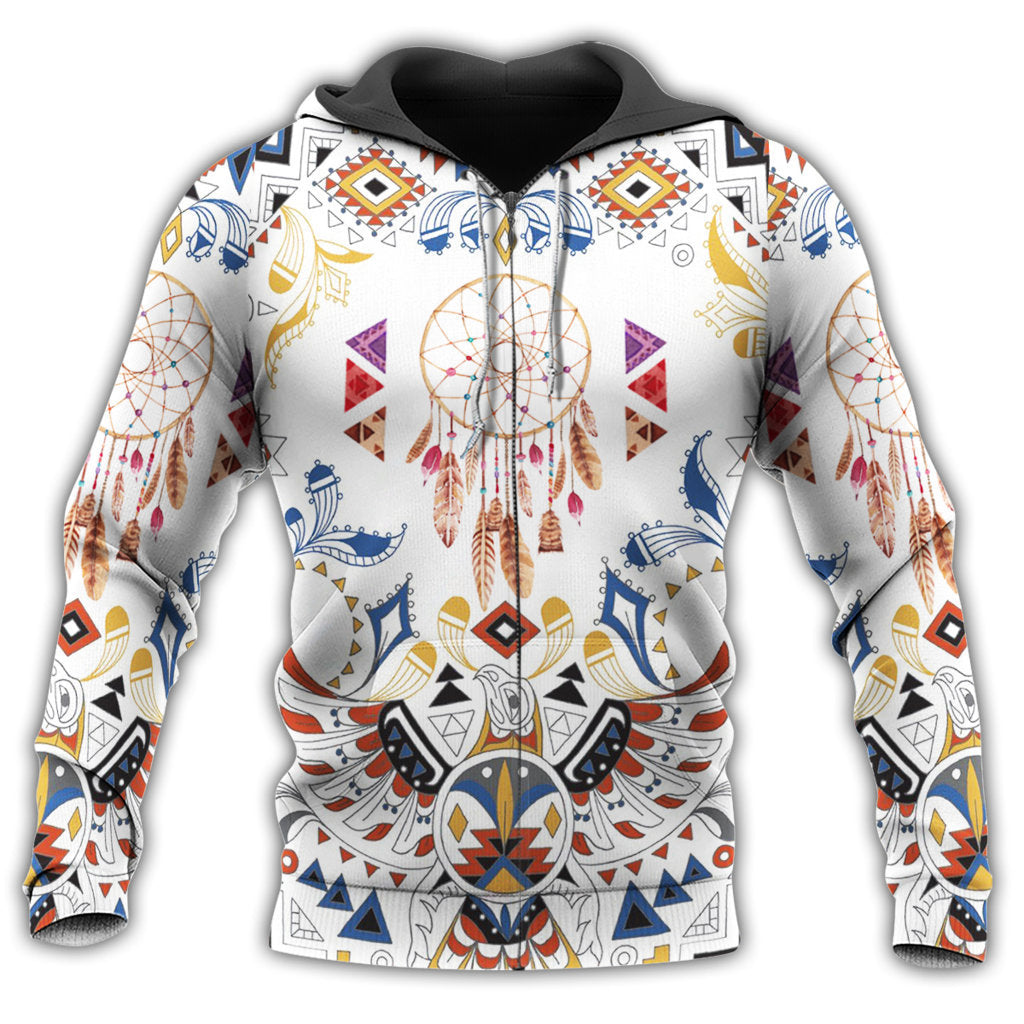 Native White Dreamcatcher Simple Hoodie For Heritage Events Weekend Outings And Comfortable Streetwear