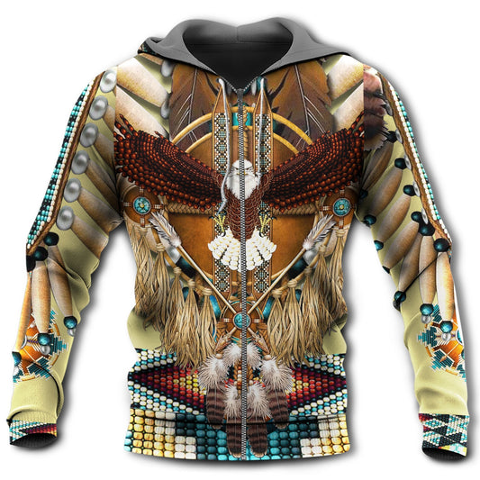 Native Eagle Pattern Hoodie For Cultural Gatherings Casual Layering And Relaxed Wear