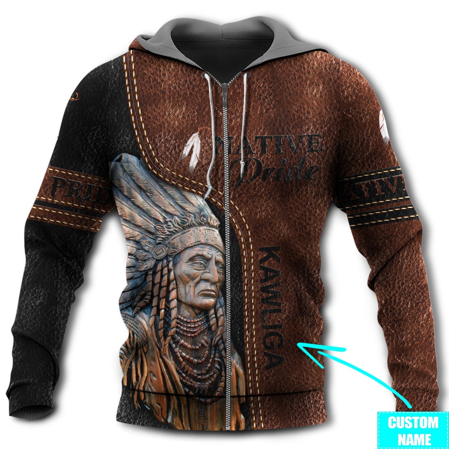 Native Pride Portrait Personalized Hoodie For Festival Days Community Gatherings And Comfortable Wear