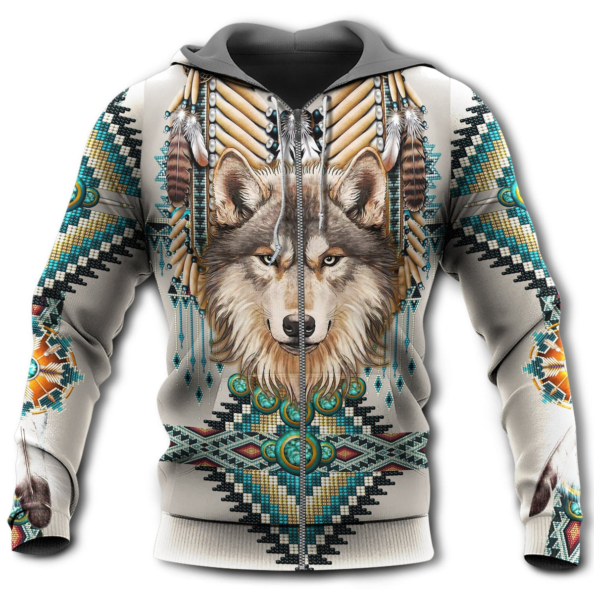 Native Colorful Wolf Symbol Hoodie For Heritage Inspired Adventures Everyday Wear And Gift Ideas