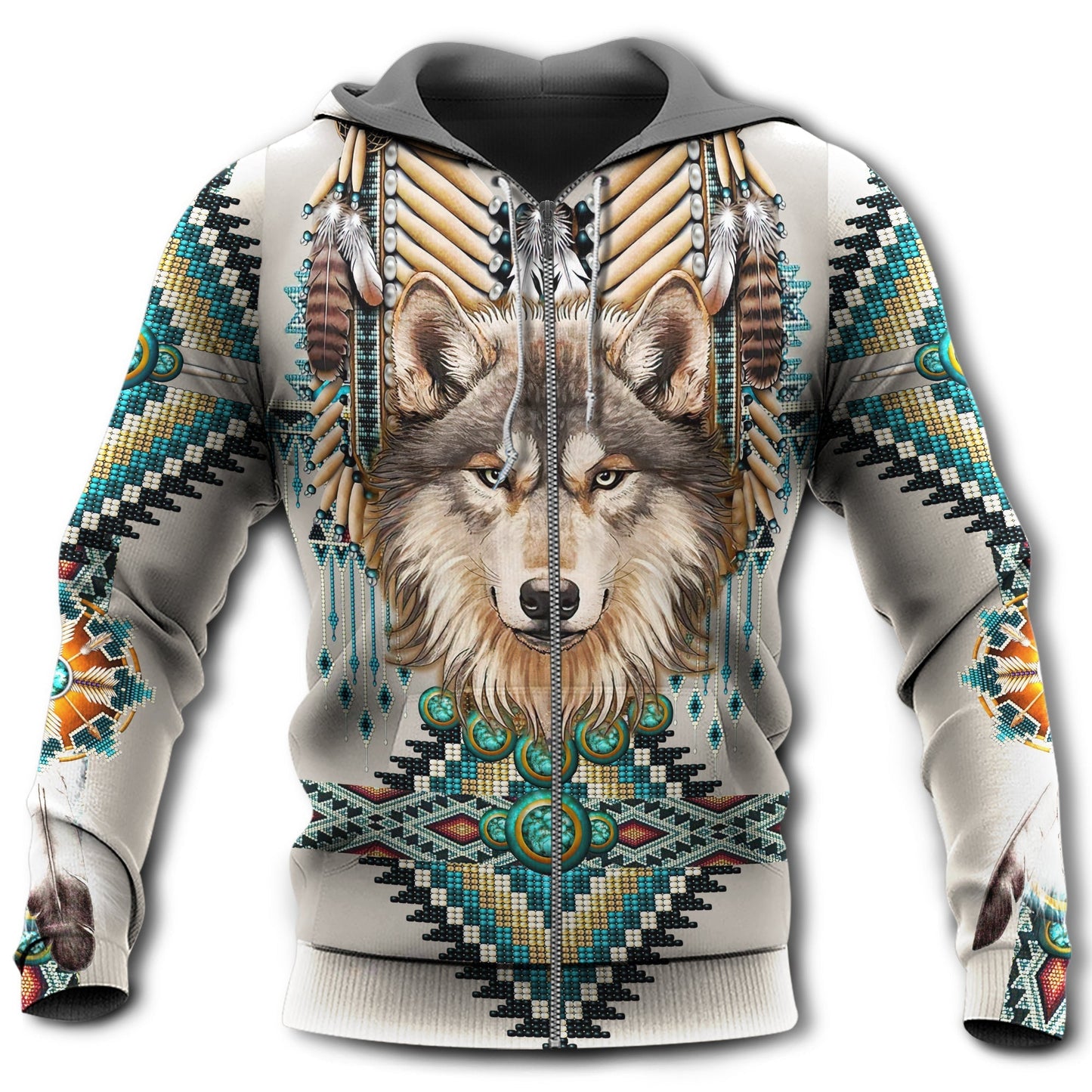 Native Colorful Wolf Symbol Hoodie For Heritage Inspired Adventures Everyday Wear And Gift Ideas