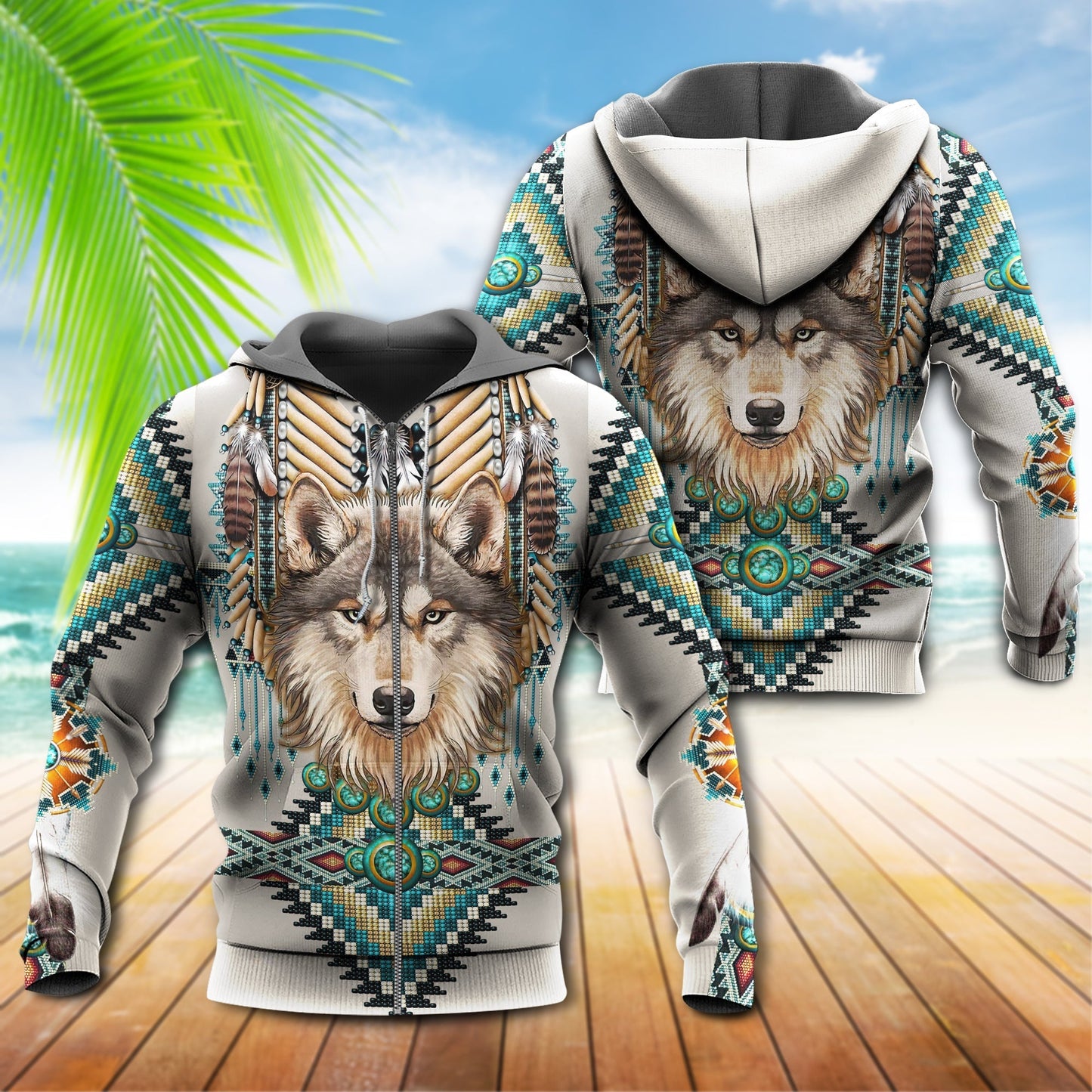 Native Colorful Wolf Symbol Hoodie For Heritage Inspired Adventures Everyday Wear And Gift Ideas