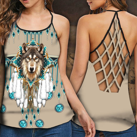 Wolf Dreamer Nature Lover Hollow Tank Top For Yoga Workouts And Casual Wear
