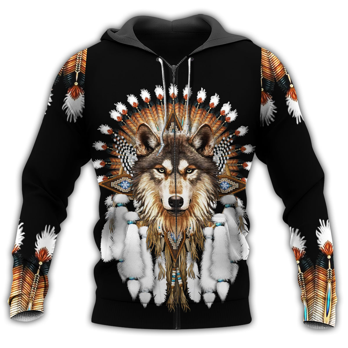 Native Wolf Strength Symbol Hoodie For Cultural Themes Casual Travel And Meaningful Gift Giving