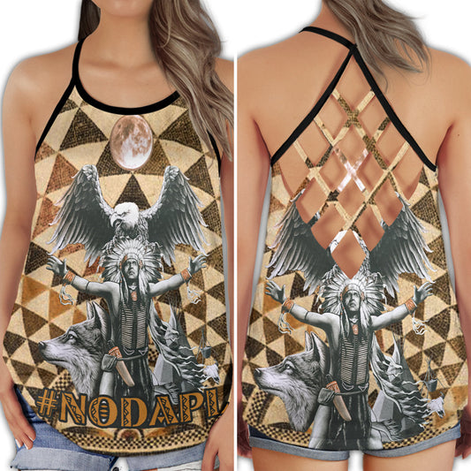 Native American Man And Eagle Hollow Tank Top For Yoga Workouts And Casual Wear