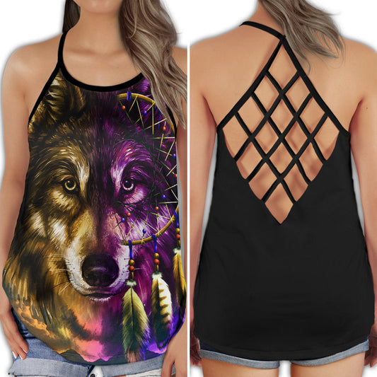 Wolf Purple Black Hollow Tank Top For Yoga Workouts And Casual Wear