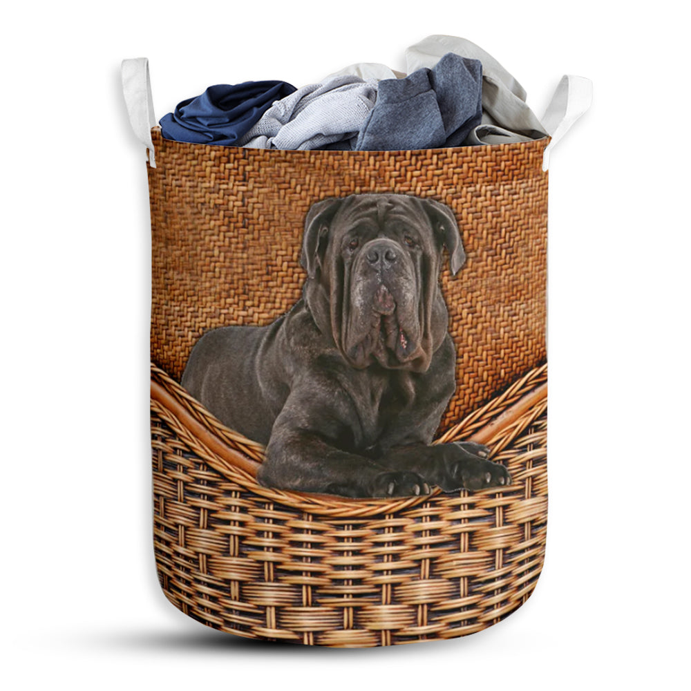Dog Neapolitan Mastiff Dog Rattan Texture Laundry Basket For Bathroom Bedroom Storage
