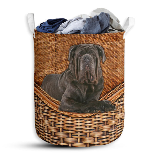 Dog Neapolitan Mastiff Dog Rattan Texture Laundry Basket For Bathroom Bedroom Storage