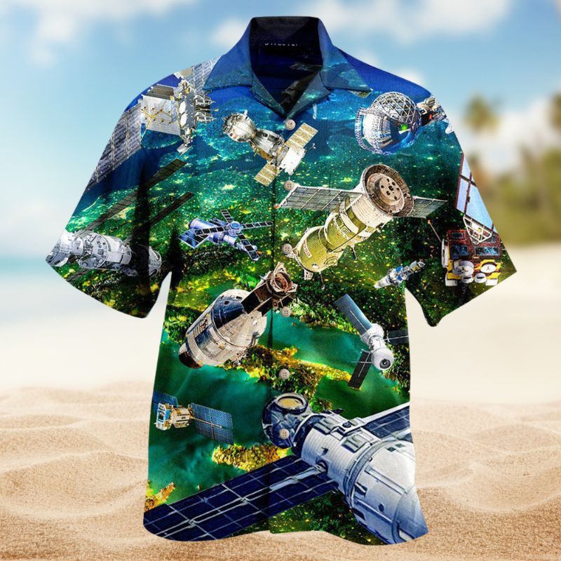 Space Creative Pattern Hawaiian Shirt For Resort Trips, Coastal Parties, And Warm Weather Style