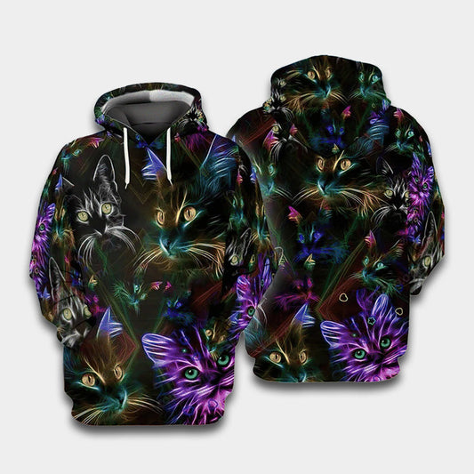 Neon Cats Hoodie For Relaxed Streetwear Weekend Travel And Everyday Style