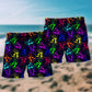 Neon Skull Electric Cool Beach Shorts For Beach Trips And Relaxed Vacation Styling