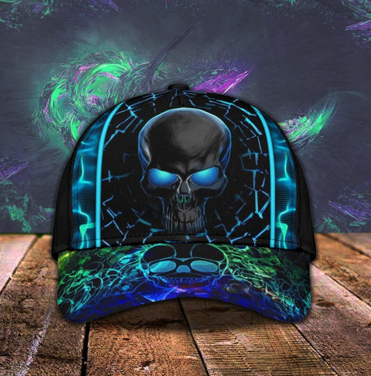 Neon Texture Skull Modern Classic Cap For Vacation Style Outdoor Activities And Daily Comfort
