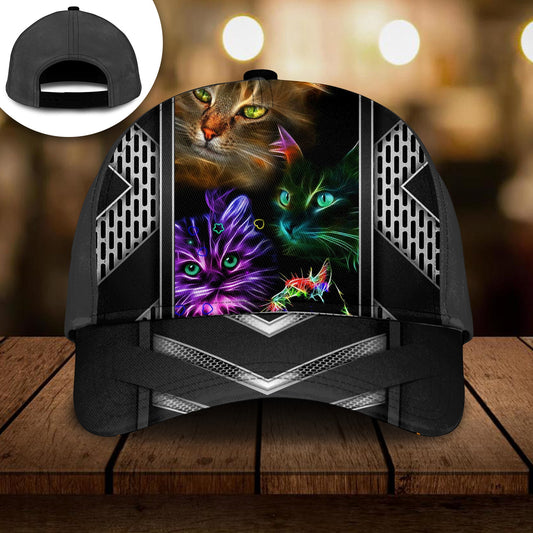 Neon Cats Cool Classic Cap For Nature Lovers Travel And Casual Daily Styling