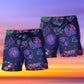 Neon Poker Beach Shorts Pattern Detail For Casual Outings And Comfortable Daily Use