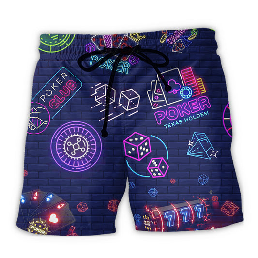 Neon Poker Beach Shorts For Oceanfront Escapes And Comfortable Daily Use