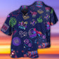 Neon Poker Gaming Hawaiian Shirt For Summer Vacation, Beach Travel, And Casual Wear