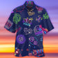 Neon Poker Gaming Hawaiian Shirt For Summer Vacation, Beach Travel, And Casual Wear