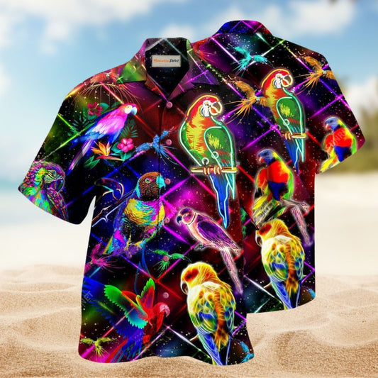 Colorful Unique Parrot Hawaiian Shirt For Resort Vacations Animal Fans And Casual Warm Weather Style