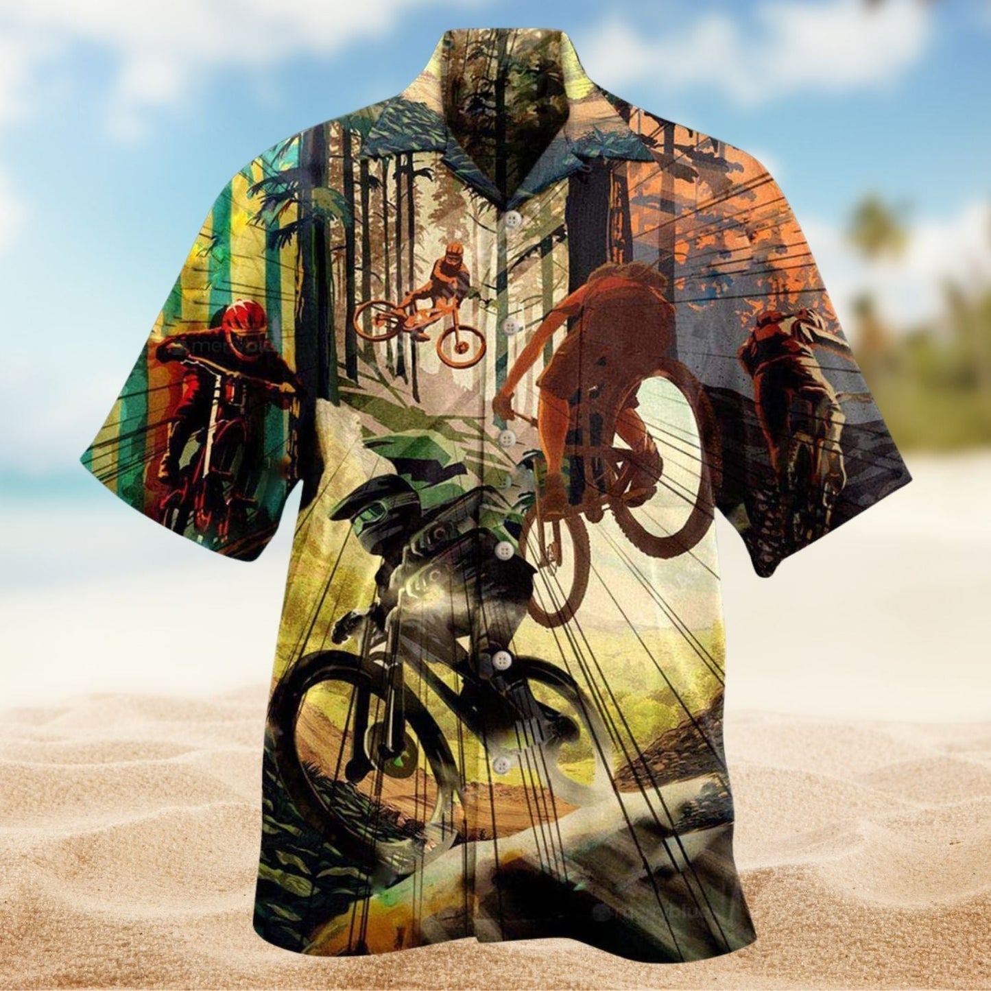 Mountain Bike Enthusiast Hawaiian Shirt For Beach Holidays Outdoor Outings And Relaxed Everyday Wear
