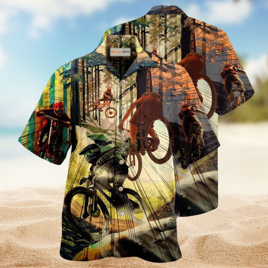Mountain Bike Enthusiast Hawaiian Shirt For Beach Holidays Outdoor Outings And Relaxed Everyday Wear